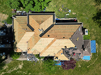 arial view of roof without shingles