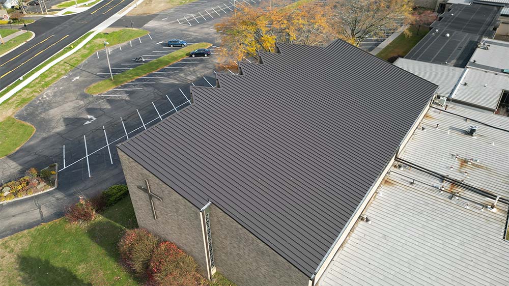 arial view of new roof after installation